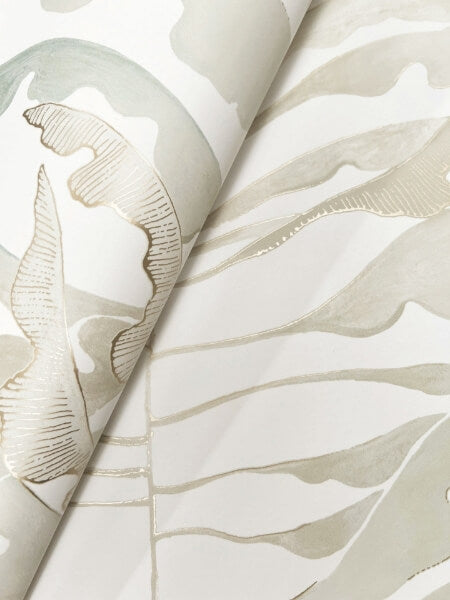 Leaf Column Green Wallpaper