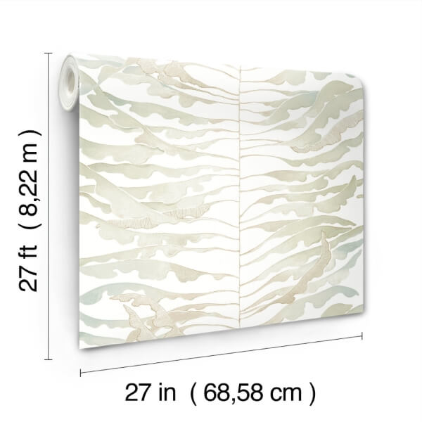 Leaf Column Green Wallpaper