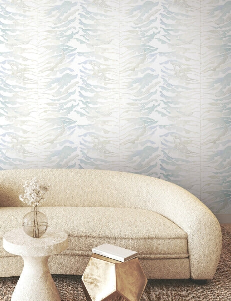 Leaf Column Spa Blue Wallpaper
