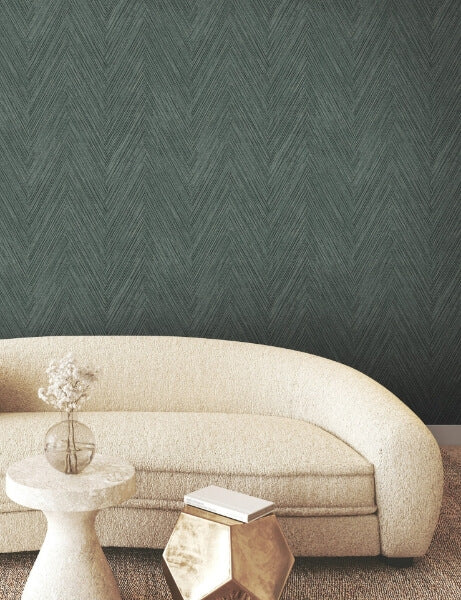 Thatched Chevron Bottle Green Wallpaper
