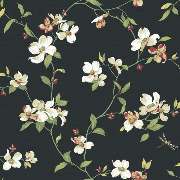 Dogwood Black Wallpaper