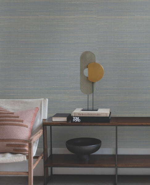 Abaca Weave Blue Wallpaper