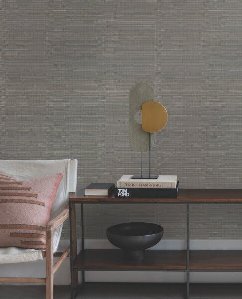 Abaca Weave Charcoal Wallpaper