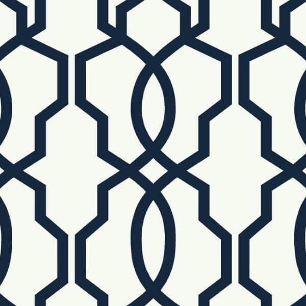 Hourglass Trellis Navy Wallpaper
