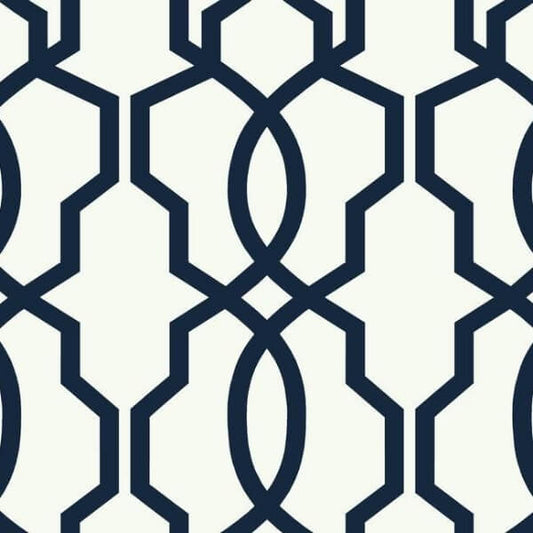 Hourglass Trellis Navy Wallpaper
