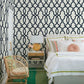 Hourglass Trellis Navy Wallpaper