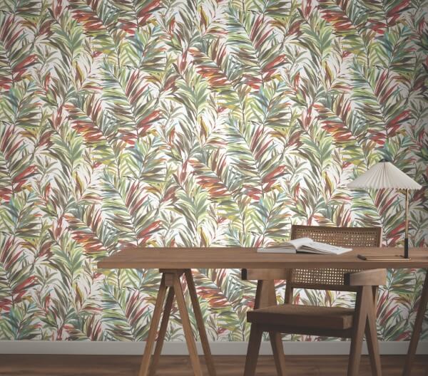 Swaying Palms Rouge & Mink Wallpaper