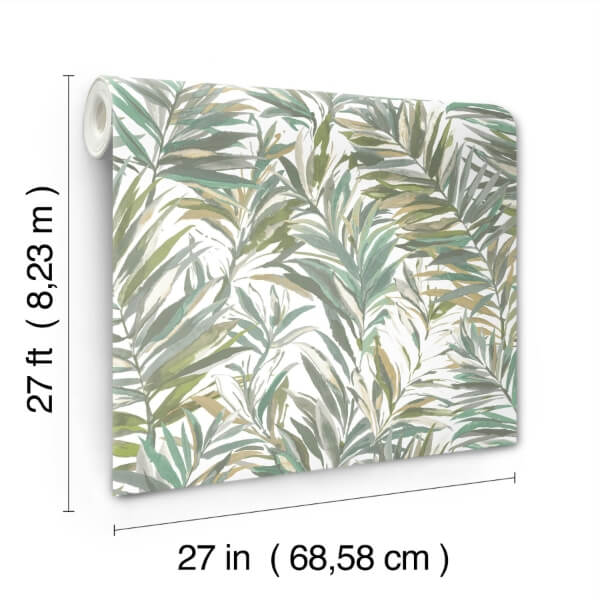 Swaying Palms Olive & Aegean Wallpaper