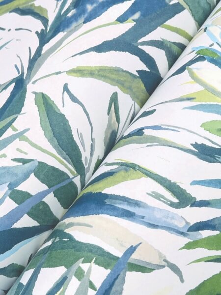 Swaying Palms Green & Blue Wallpaper