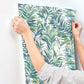 Swaying Palms Green & Blue Wallpaper