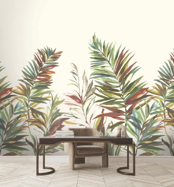 Swaying Palms Rouge & Mink Mural