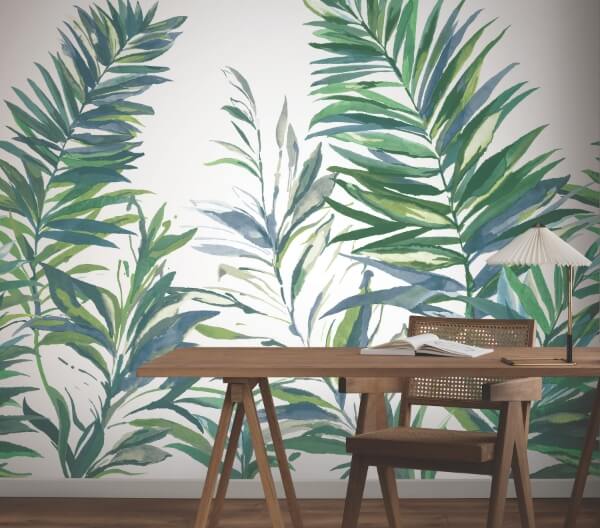 Swaying Palms Green & Blue Mural