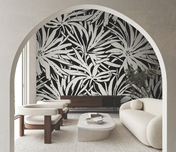 Floral Canopy Black Mural