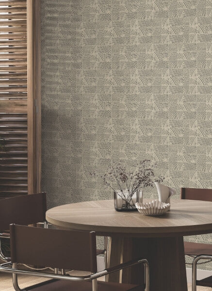 Woodcut Black & Linen Wallpaper