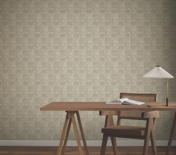 Woodcut Black & Linen Wallpaper