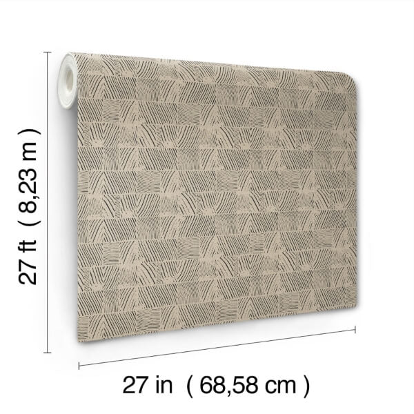 Woodcut Black & Linen Wallpaper