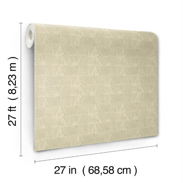 Woodcut Beige Wallpaper