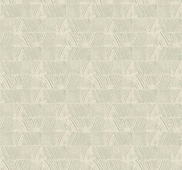 Woodcut Green & Stone Wallpaper