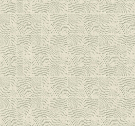 Woodcut Green & Stone Wallpaper