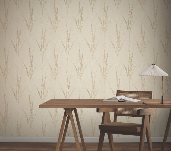 Graceful Willow Pale Straw Wallpaper
