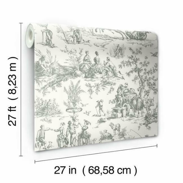 Seasons Toile Grey Wallpaper