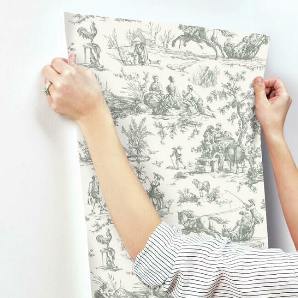 Seasons Toile Grey Wallpaper
