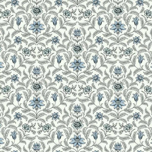 Vintage Blooms Blue Wallpaper