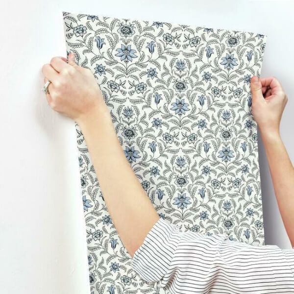 Vintage Blooms Blue Wallpaper