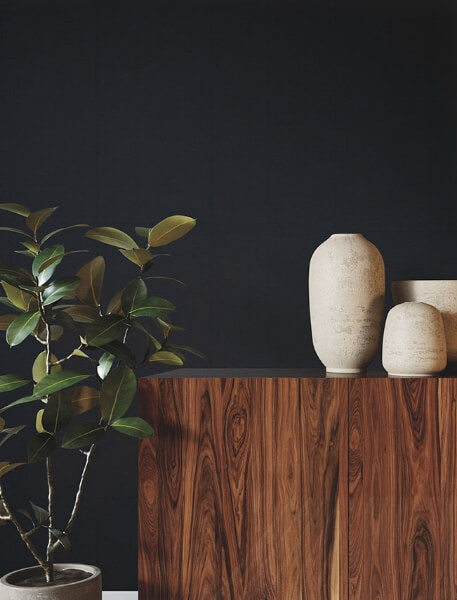 Jute Weave Navy Wallpaper