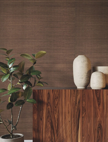 Glistening Sisal Friar Brown Wallpaper