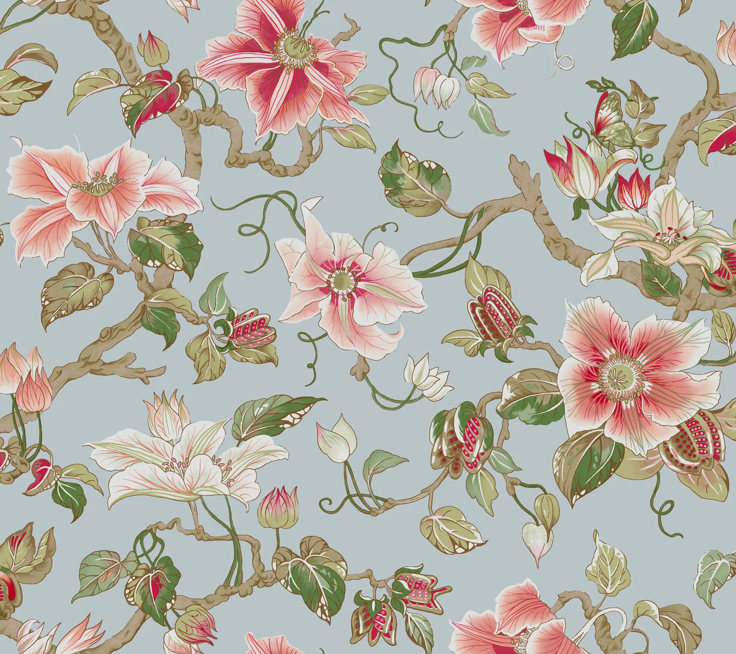 Marguerite Vine Wallpaper - Blue