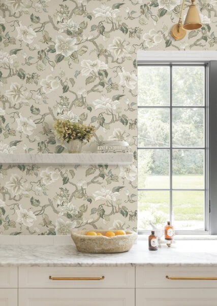 Marguerite Vine Taupe Wallpaper