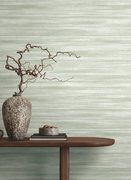 Brushed Linen Green Wallpaper