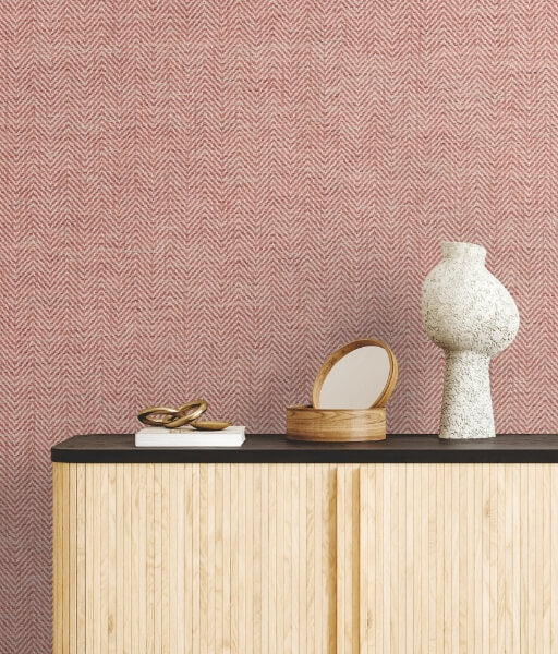 Tailored Weave Red Wallpaper