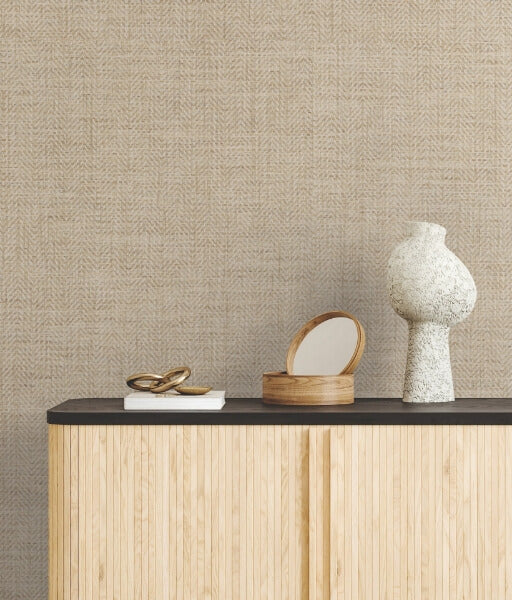 Tailored Weave Camel Wallpaper