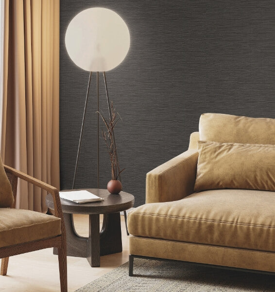 Horizon Paperweave Black Wallpaper
