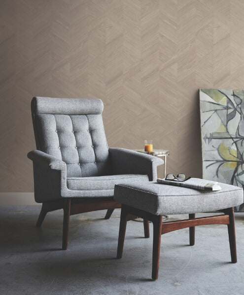 Interlocking Wood Taupe Wallpaper
