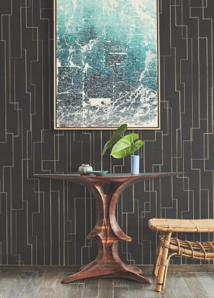 Inlay Line Black Wallpaper