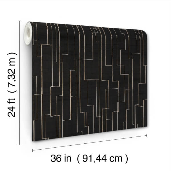 Inlay Line Black Wallpaper