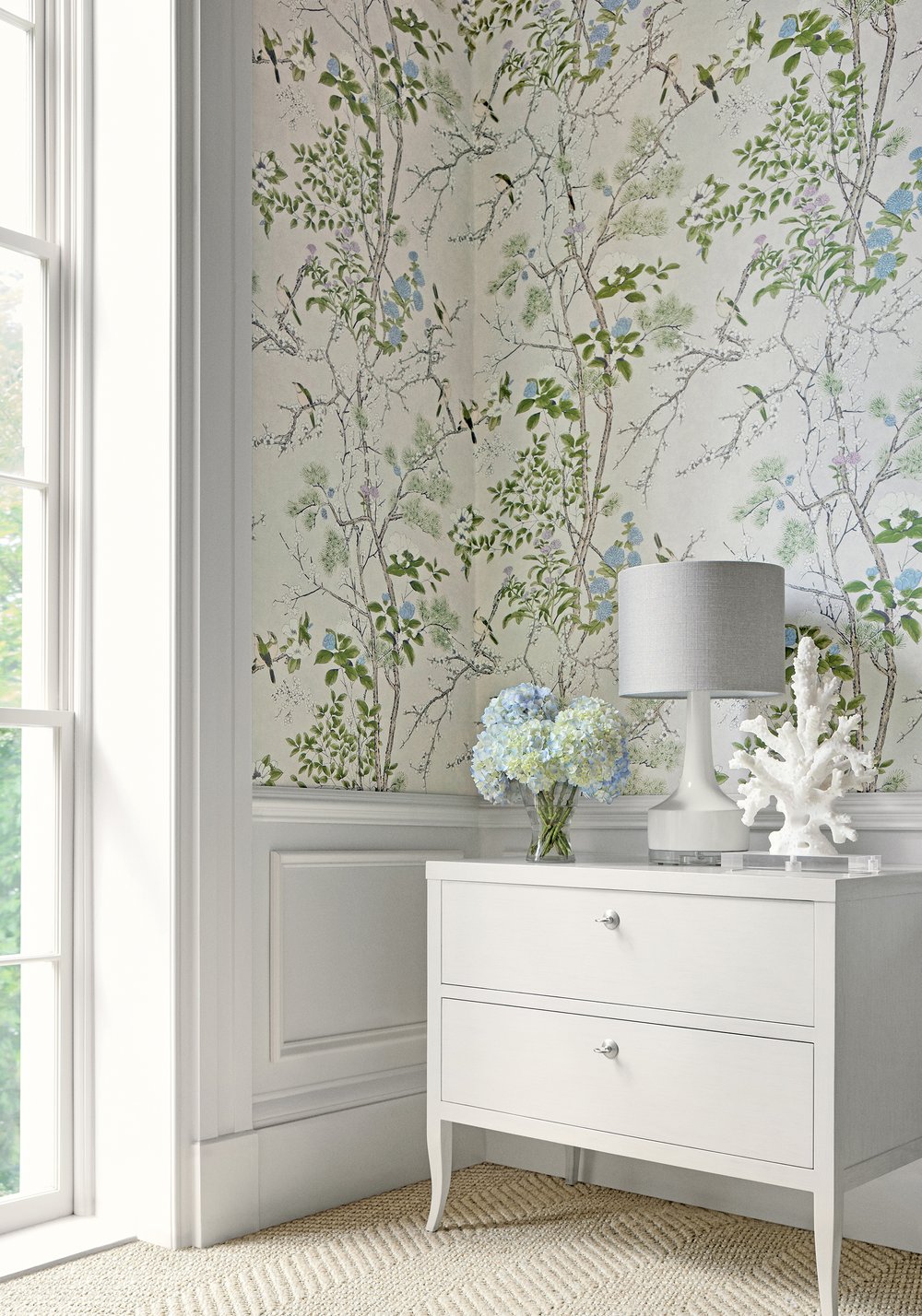 KATSURA - Cream and Lavender Wallpaper.