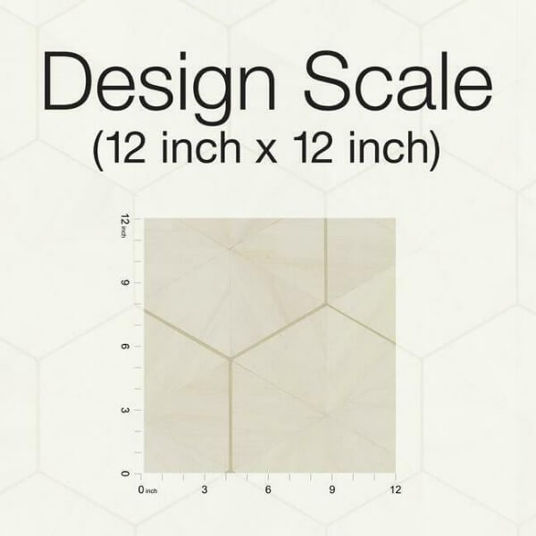 Hexagram Wood Veneer Off White Wallpaper