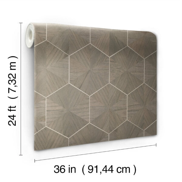 Hexagram Wood Veneer Caper Wallpaper