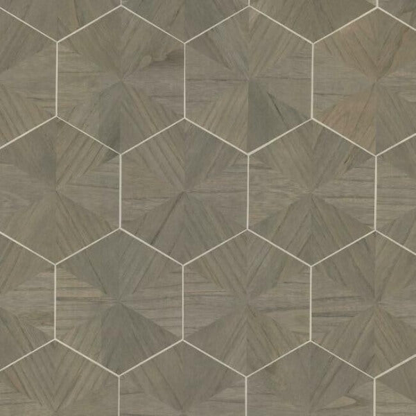 Hexagram Wood Veneer Brown Wallpaper