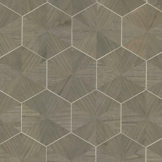 Hexagram Wood Veneer Brown Wallpaper