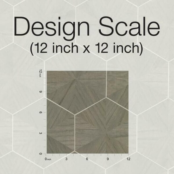 Hexagram Wood Veneer Brown Wallpaper