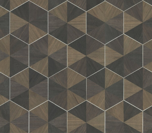 Hexagram Wood Veneer Smoke Wallpaper