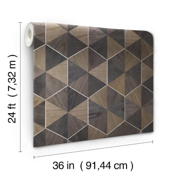 Hexagram Wood Veneer Smoke Wallpaper