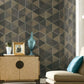 Hexagram Wood Veneer Brown & Black Wallpaper