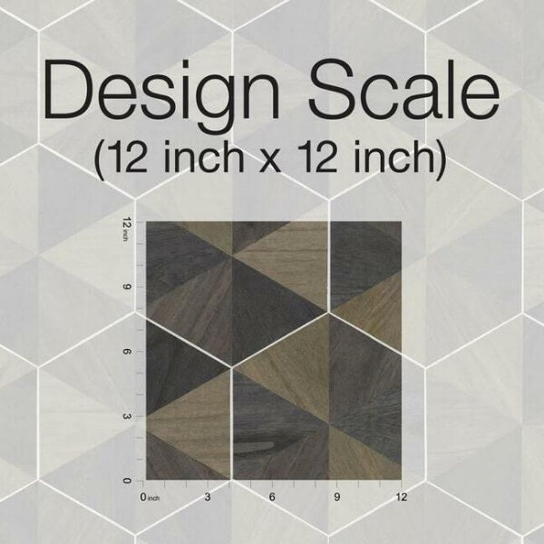 Hexagram Wood Veneer Brown & Black Wallpaper