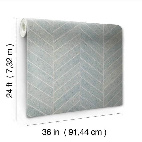 Atelier Herringbone Lagoon Wallpaper